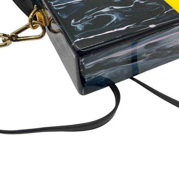 Edie Parker Navy Multi Small Trunk Vintage Stripe Acrylic Clutch - Picture 7 of 16